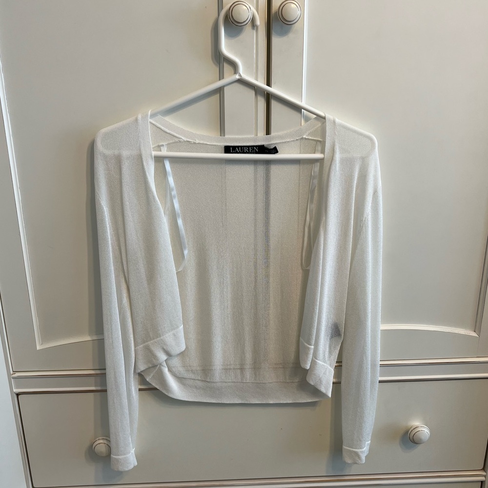 Ralph Lauren White Mesh Cardigan